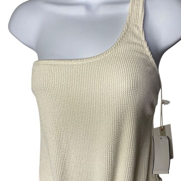 Good American Women’s Knit One Shoulder Thong Bodysuit Ivory 5/6 Small NWT - Picture 2 of 7